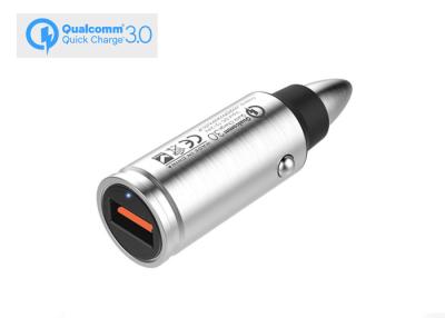 China Armor Piercing Single Port QC3.0 Fast Charging Car USB Charger Bullet Shaped for sale