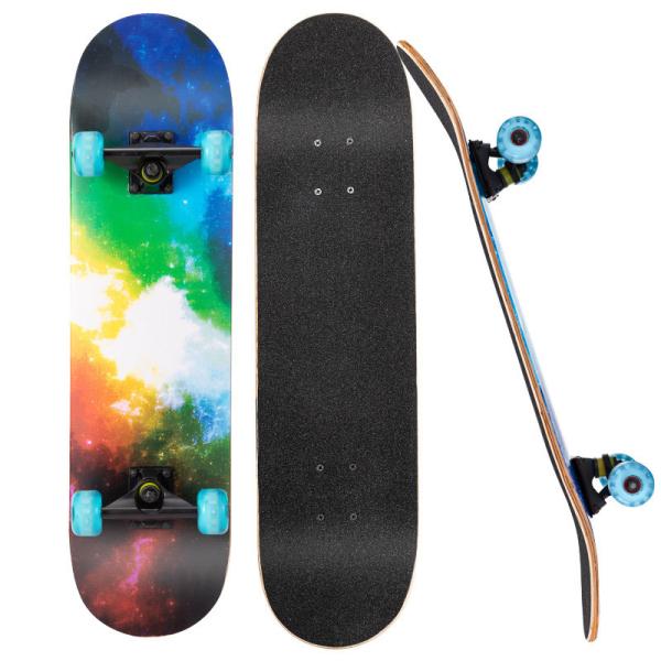 Quality 8inch Double Kick Skateboard Deck Black Complete Skateboard OEM Available for sale