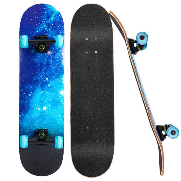 Quality 8inch Double Kick Skateboard Deck Black Complete Skateboard OEM Available for sale
