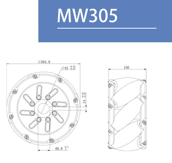 Quality Durable 12 Inch 305mm Large Mecanum Wheels High Robustness for sale