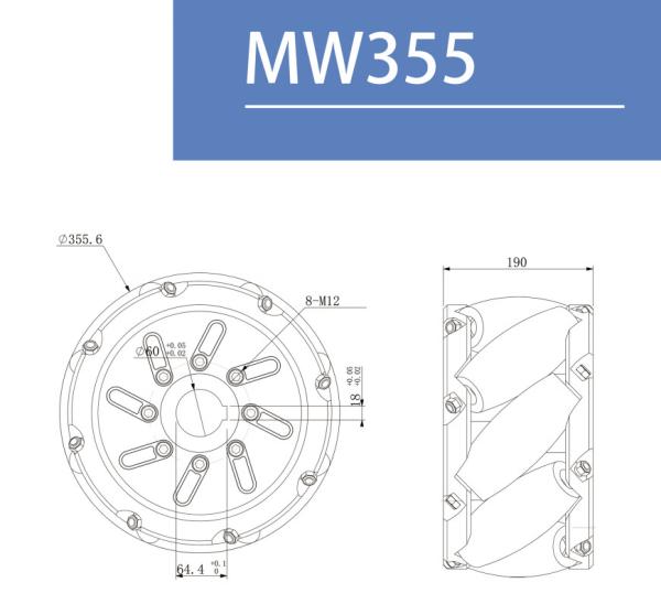 Quality 14 Inch 355mm Mecanum Wheels Heavy Duty Customization Available for sale