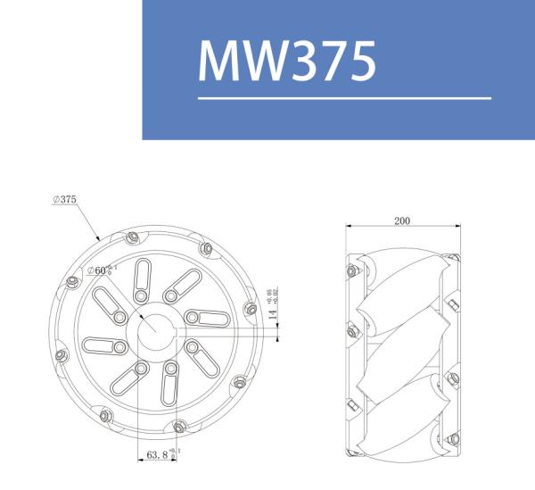 Quality 15 Inch 375mm Mecanum Omni Wheels High Strength Wear Resistance for sale