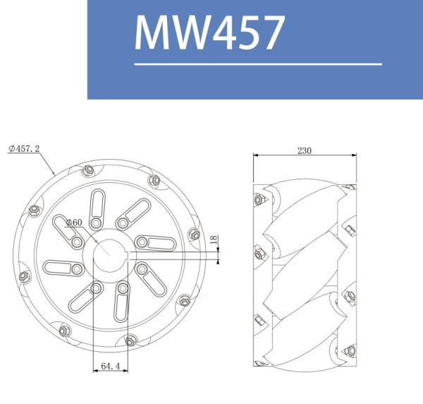 Quality 18 Inch 457mm Heavy Duty Mecanum Wheels For Max Loading 8000kgs for sale