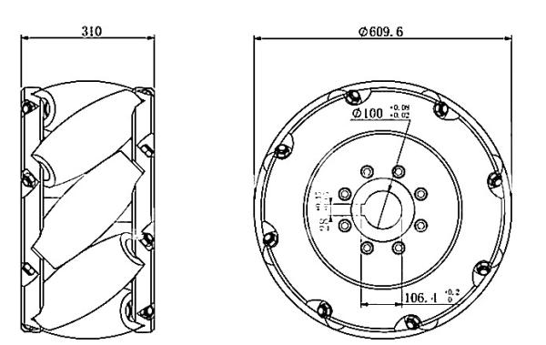 Quality 24 Inch 609mm Medium Duty Mecanum Wheel For Reliable Traction for sale