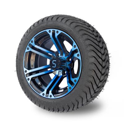 China Neumático del carro de golf 12inch y Rim Combo negro brillante azul 4/101.6 PCD en venta