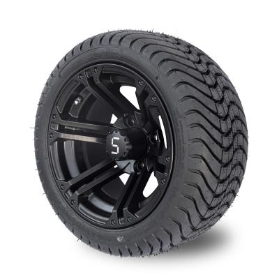 China 12x7 Matte Black Golf Cart Wheel Tire Combo 215/35-12 Low Profile Tire Combo 101.6 PCD for sale