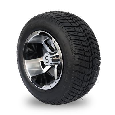 China Golf Cart 10'' Rims And 205/50-10 DOT Street Tire Combo - Machined/Glossy Black for sale