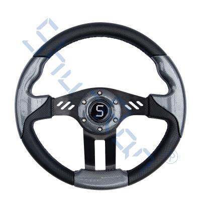 China Golf Cart Aviator 5 Carbon Fiber Grip/Black Spokes Steering Wheel for sale