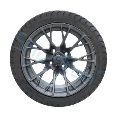 China Wholesale 14'' Gunmetal Finished Alloy Golf Cart Wheels, ATV UTV 225/30-14 Street Tubeless Tires with Rims for sale