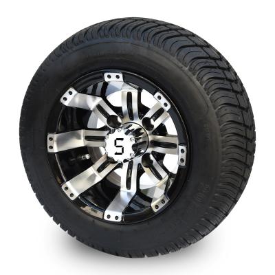 China Golf Cart 10'' Wheel and 205/50-10 DOT Tire Combo - Machined/Glossy Black for sale