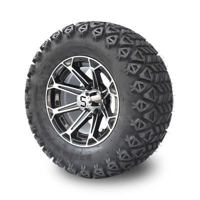 China 12'' Golf Cart Aluminum Rims & 23x10.5-12 All Terrain Tyres Combo - Machined/Glossy Black for sale