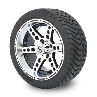 China Golf Cart 14'' Machined/Black Aluminum 6 Spokes Rims and 225/30-14 Street Tires Combo for sale