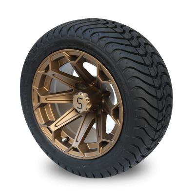 China Golf Cart 12 Inch Bronze Aluminum Wheels and 215/35-12 Low Profile DOT Tyres Assembly 4x4 Bolt Pattern for sale