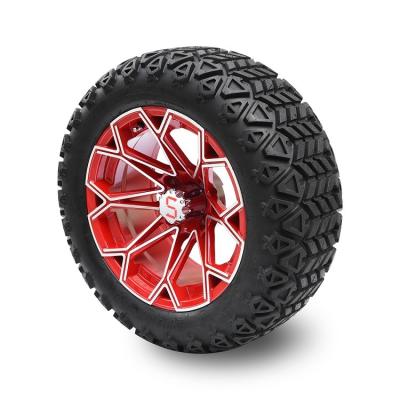 China Golf Cart 14 Inch Machined/Red Wheels and 22 Inch DOT Tires Combo for sale
