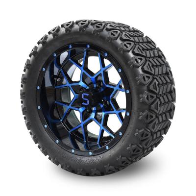 China 14 Inches Golf Cart Blue/Black Wheels And 22*10-14 All Terrain Tires for sale