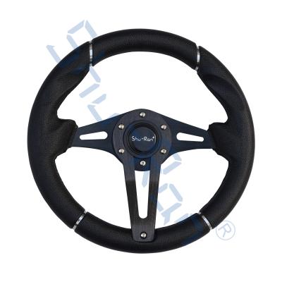 China Golf Cart Challenger Black Grip/Black Spokes Steering Wheel For Club Car, EZGO, And Yamaha for sale