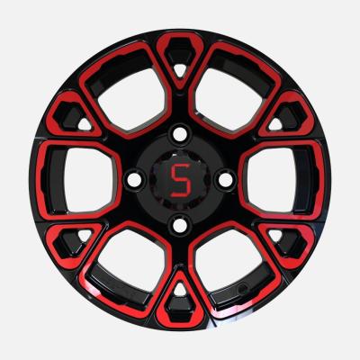 China ShuRan Exclusive 12 Inch Golf Cart Red/Glossy Black Aluminum Wheels for sale