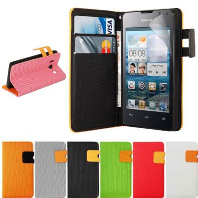 China Orange Flip Leather Cover Mobile Phone Cases with Magnet For Huawei Ascend Y300 for sale