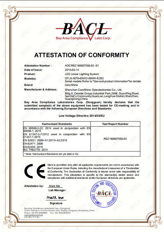 CE-LVD - Shenzhen Coreshine Optoelectronics Co.,Ltd