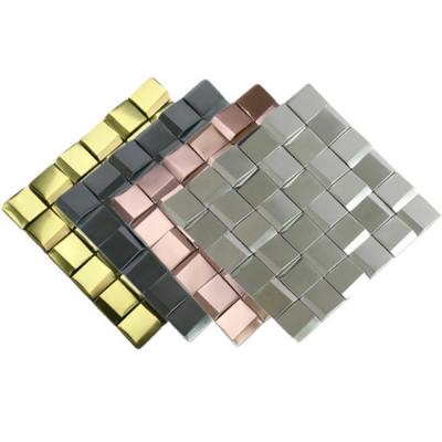 China 292x292mm Metal 3D Curved Stainless Steel Mosaic Tiles Wall Decor PVD Plated for sale