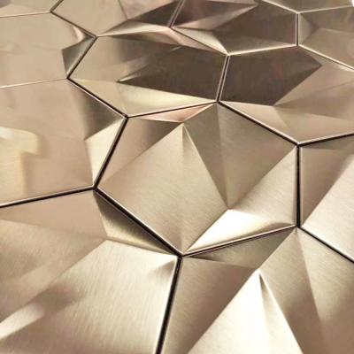 China Antiwear Hexagon Stainless Steel Mosaic Tiles Rose Gold Sapphire Blue JIS for sale