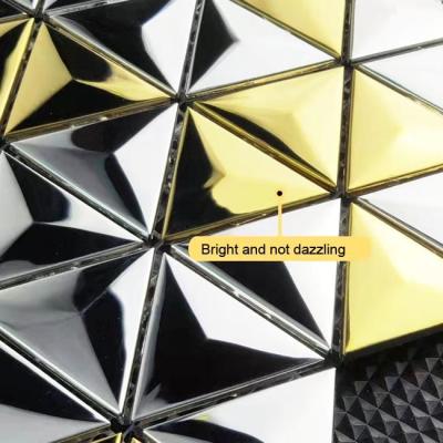 China 3D Cone Triangular Stainless Steel Mosaic Tile For Wall Decoration JIS Silver Gold for sale