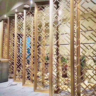 China Anti Fingerprint Stainless Steel Screen Partition Laser Cut Gold Metal Room Divider AISI JIS for sale