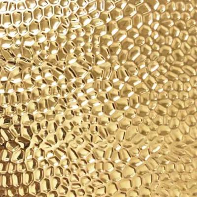 China Gold Color Embossed Stainless Steel Sheet Honeycomb Pattern for sale