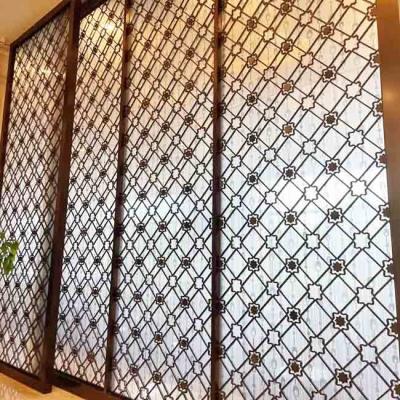 China Modern 304 316 201 Gold Rose Bronze Mirror Hairline Laser Cut Hollow Stainless Steel Metal Screen Partition Room Divider for sale