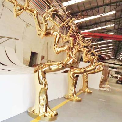 China Trunk Shaped Mirror Polished Stainless Steel Sculpture Gold PVD Titanium ODM for sale