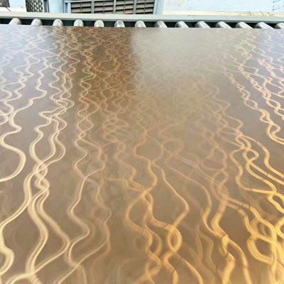 China Laser Curved Corrugated Art 304 Stainless Steel Sheet Decorative Panels Brass Color for sale