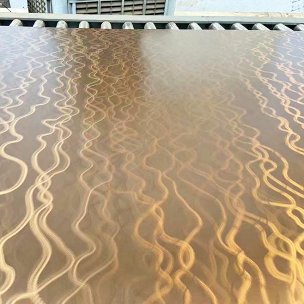 Quality Laser Curved Corrugated Art 304 Stainless Steel Sheet Decorative Panels Brass Color for sale