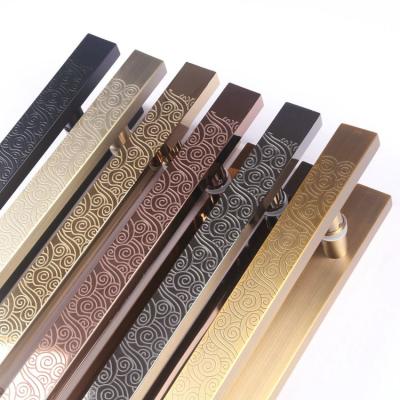 China 1800mm Length Stainless Steel Accessories Door Handle Etched Finish Rose Gold Color for sale
