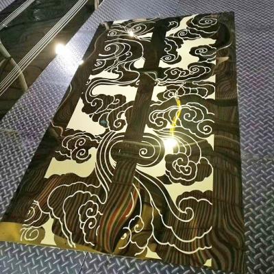 China PVD Stainless Steel Etching Sheet Aisi Color Coated Gold Decorative Elevator for sale