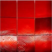 中国 Chinese Red Spiral Metal Mirror Mosaic Wall Tile 98 * 98MM Square Shape 販売のため