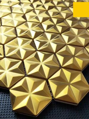 China Hexagonal Gold Metal Mosaic Brick House Bathroom Wall Sticker Background Wall for sale