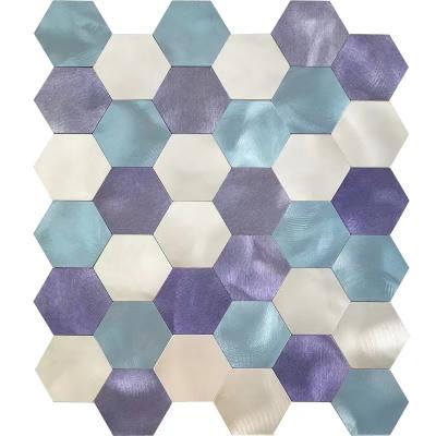 China Hexagon Metal Mosaic Decorative Wall Tiles 48 X 48MM Black And White Mixed for sale