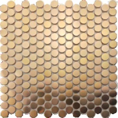 China 2023 Modern Style Small Round Rose Gold Titanium White Metal Stainless Steel Mosaic Restaurant Hotel Wall Decoration for sale
