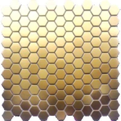 China Rose Gold Stainless Steel Mosaic Tiles Irregular Shape Glass Mosaic Pebbles for sale