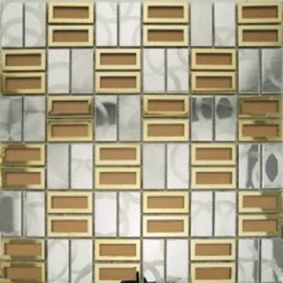 China Mosaicos metálicos retangulares de aço inoxidável de alta qualidade em diferentes designs de azulejos de parede à venda