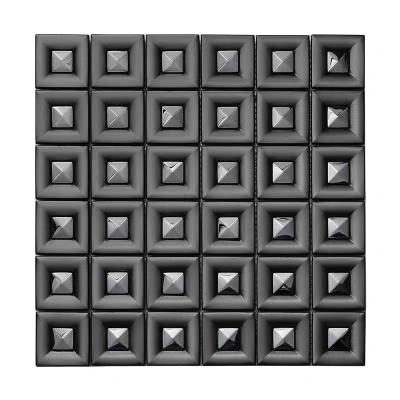 China 304 Luxury Square Black Art Metal Stainless Steel Mosaic Decorative Wall Tile Living Room TV Background Wall for sale