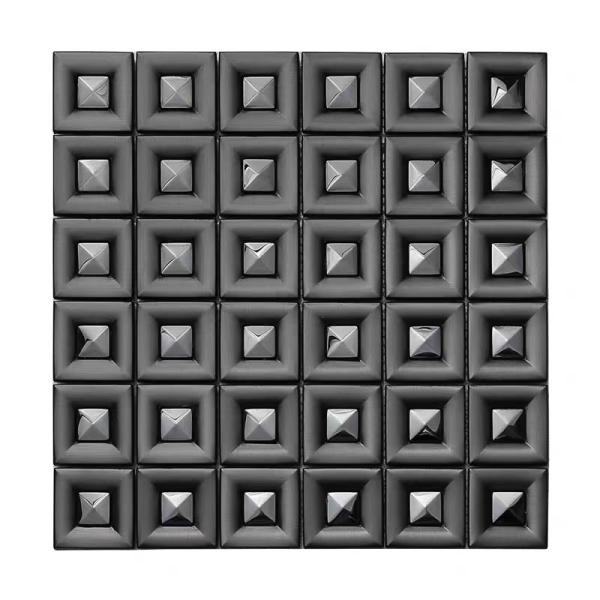 Quality 304 Luxury Square Black Art Metal Stainless Steel Mosaic Decorative Wall Tile Living Room TV Background Wall for sale