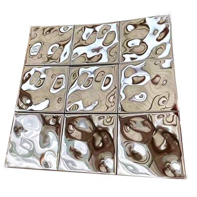 China North America Silver Green Blue Brown Black Square Water Flow Ripple Stainless Steel Mosaic Tile for hotel decoration à venda