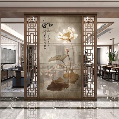 China New Chinese Style Minimalist Art Hotel Restaurant Entrance Decoration Painting Stainless Steel Screen Partition for sale