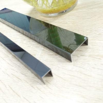 China AISI Black Mirror Polished Stainless Steel Tile Trim Line For Interior Architecture zu verkaufen