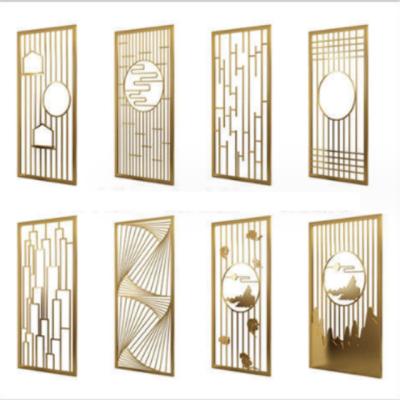 China Hollow Metal Stainless Steel Screen Partition Hotel Entrance Door Background Wall for sale