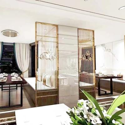 China 304 Hersteller angepasste Metall High-End Edelstahl Bildschirm Innendekoration Lobby Trennwand zu verkaufen