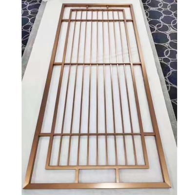 China Hollow Metal Gold Stainless Steel Screen Partition Living Room Room Divider Te koop