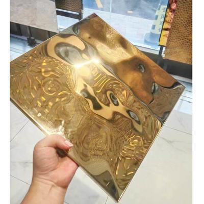 China Hot Sale  Grade 304 Gold Mirror Embossed Finish Stainless Steel Honeycomb Sandwich Panels for sale