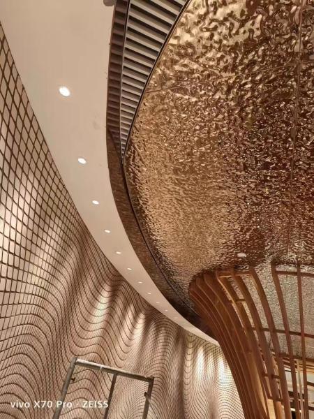 Quality 304 Gold Shiny Mirror Water Ripple Honeycomb Color Stainless Steel Sheets Ceiling for sale